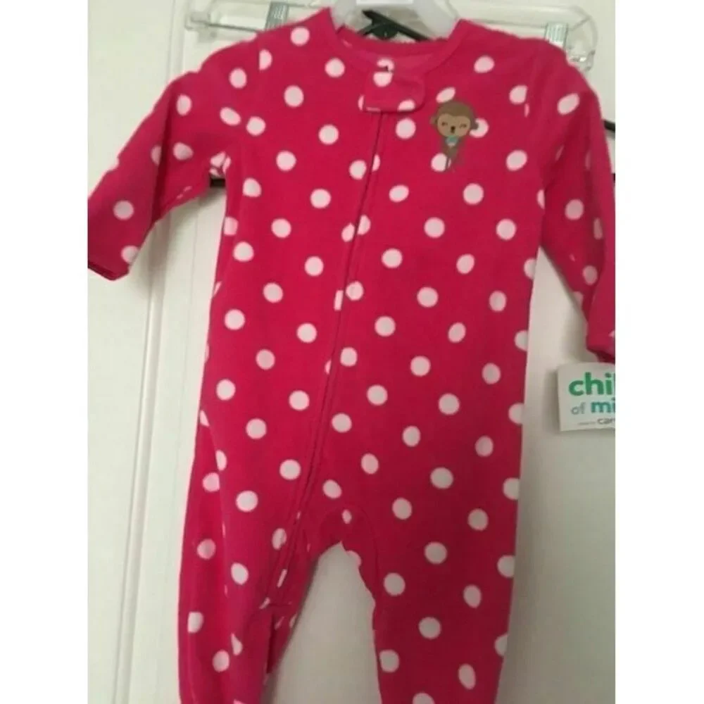 1pc Carter's Baby Unisex Baby Footed Polka Dot Fleece Pajamas 1pc Size 12 Months